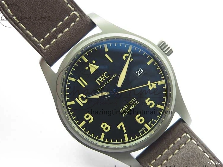 MIROTIME 0507 Mark XVIII IW327006 Titanium V7F 1:1 Best Edition Black Dial on Brown Leather Strap A Attractive 7080